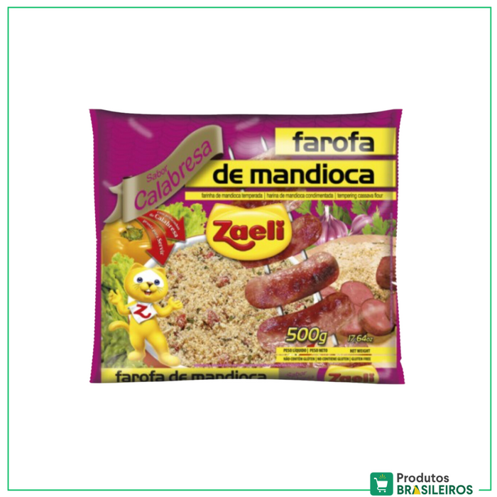 Farofa de Mandioca Sabor Calabresa ZAELI - 500g - Produtos Brasileiros