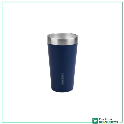Copo Térmico  Azul s/ Tampa em Aço Inox TRAMONTINA - 420ml - Produtos Brasileiros