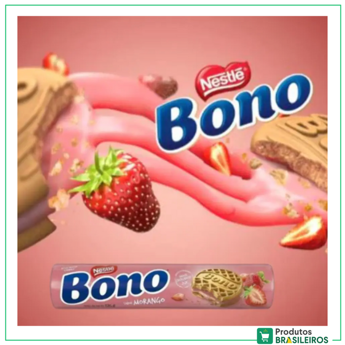 Biscoito Recheado de Morango BONO - 90g - Produtos Brasileiros