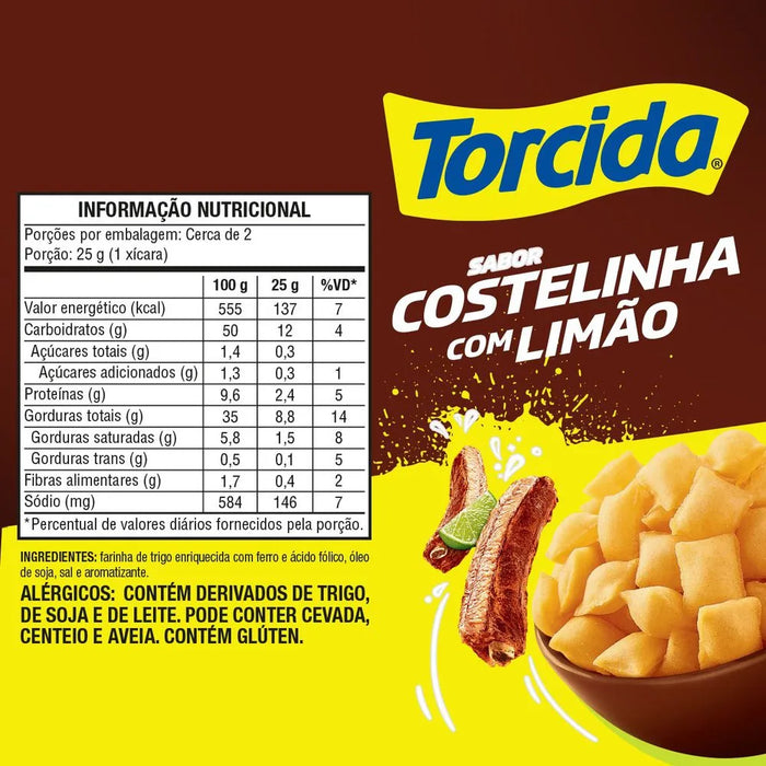 Salgadinho Sabor Costelinha Com Limão / Ribs & Lime Chips - TORCIDA 60g