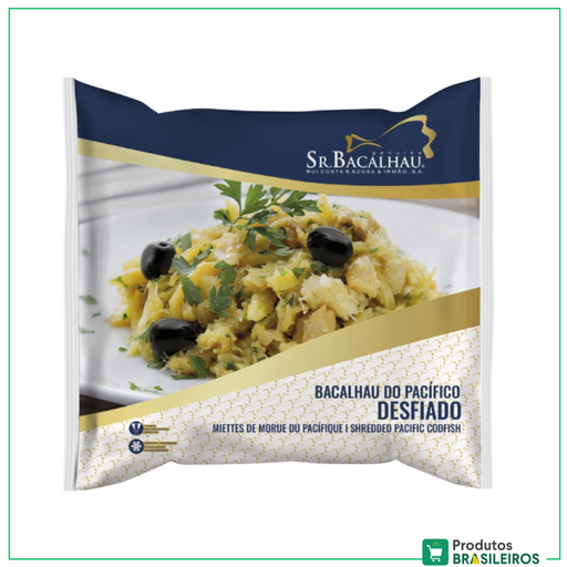 Migas de Bacalhau Desfiado e Demolhado / Dessalted and Shredded Cod SR. BACALHAU - 500g - Produtos Brasileiros