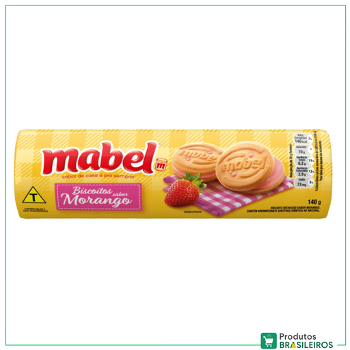 Biscoito Recheado de Morango / Strawberry Filled Biscuit MABEL - 140g - Produtos Brasileiros