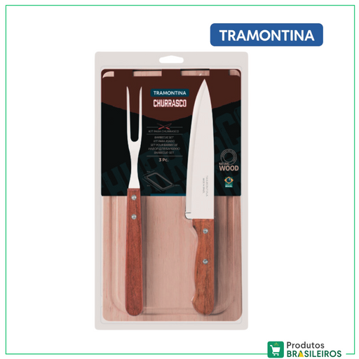 Kit para Churrasco / Barbecue Set TRAMONTINA - 3Pc - Produtos Brasileiros
