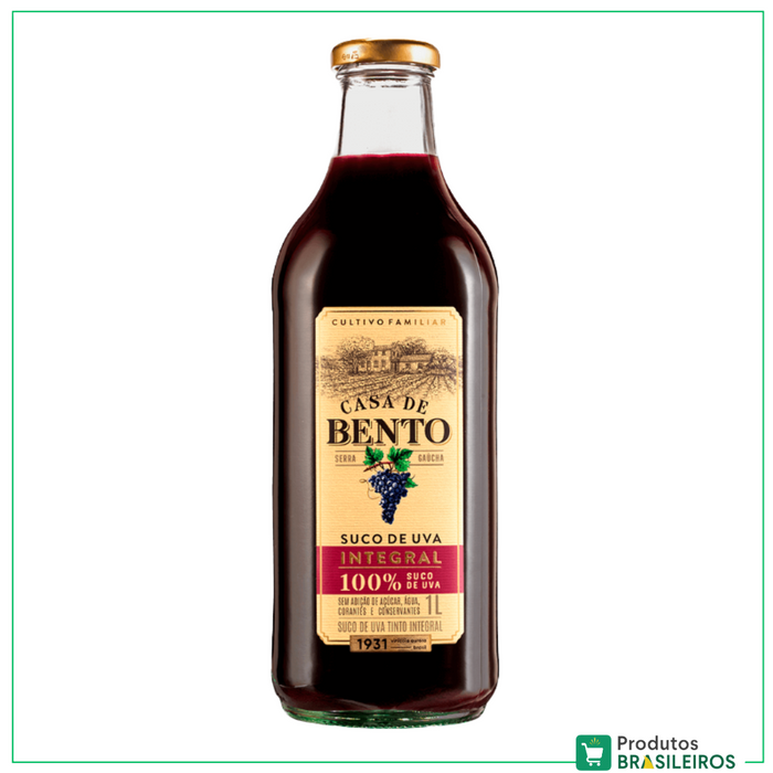 Suco de Uva Integral / Grape Juice CASA DE BENTO - 1L - Produtos Brasileiros