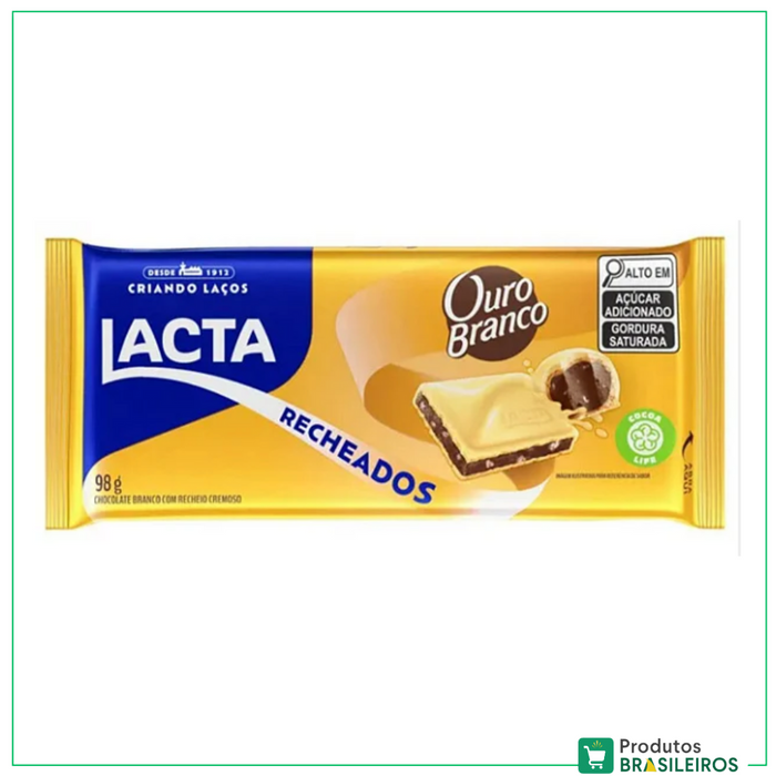 Barra de Chocolate Ouro Branco / Ouro Branco Chocolate Bar LACTA - 98g - Produtos Brasileiros