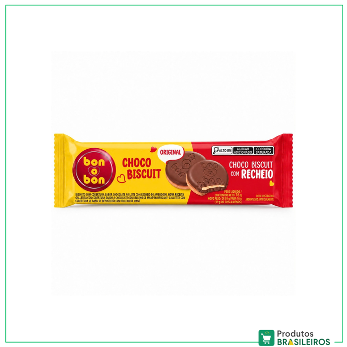 Biscoito Coberto de Chocolate com Amendoim / Chocolate-Covered Peanut Cookie BON O BON - 76g