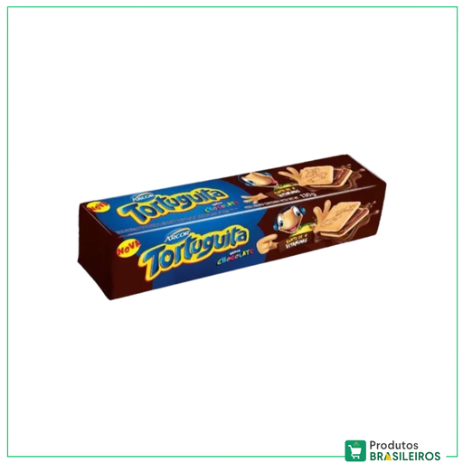 Biscoito Recheado de Chocolate / Chocolate-flavored filled cookie TORTUGUITA - 130g - Produtos Brasileiros