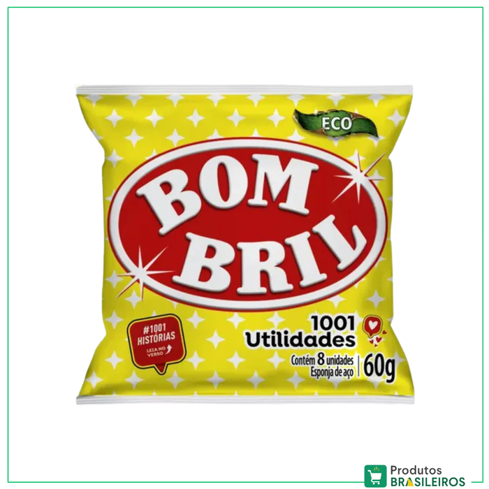 Palha de Aço / Steel Wool BOMBRIL - 60g (8 Unidades) - Produtos Brasileiros