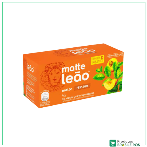 Chá Matte de Pêssego / Peach Matte Tea LEÃO - 40g - Produtos Brasileiros