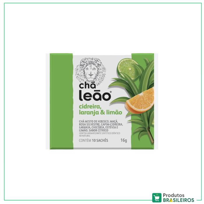 Chá de Cidreira, Laranja e Limão / Lemongrass, Orange and Lemon Tea LEÃO - 16g - Produtos Brasileiros