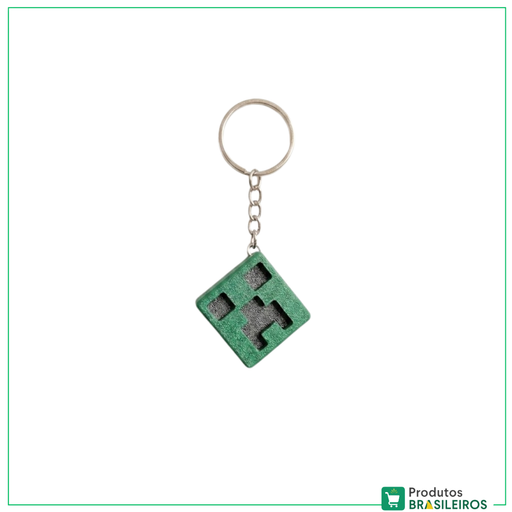 Chaveiro Cubo Creeper do Minecraft / Minecraft Creeper Cube Keychain (Premium Edition) BOOMING 3D - 1 Unidade - Produtos Brasileiros