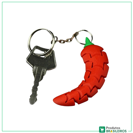 Chaveiro Pimenta Flexível / Flexy Pepper Keychain (Articulsted Edition) BOOMING 3D - 1 Unidade - Produtos Brasileiros