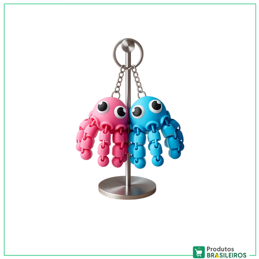 Chaveiro Polvo Flexível / Flexy Octopus Keychain (Articulsted Edition) BOOMING 3D - 1 Unidade - Produtos Brasileiros