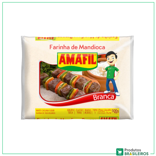 Farinha de Mandioca Branca / Row Cassava Flour AMAFIL - 500g - Produtos Brasileiros