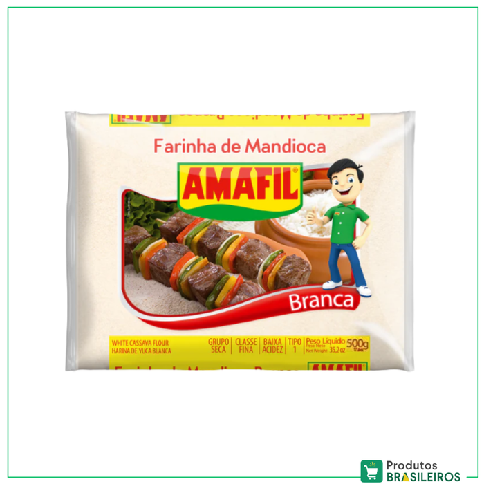 Farinha de Mandioca Branca / Row Cassava Flour AMAFIL - 500g - Produtos Brasileiros