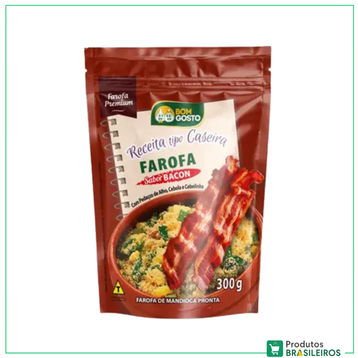 Farofa Premium de Bacon com Alho, Cebola e Cebolinha / Bacon Farofa With Garlic, Onion, and Chives - 300g - Produtos Brasileiros