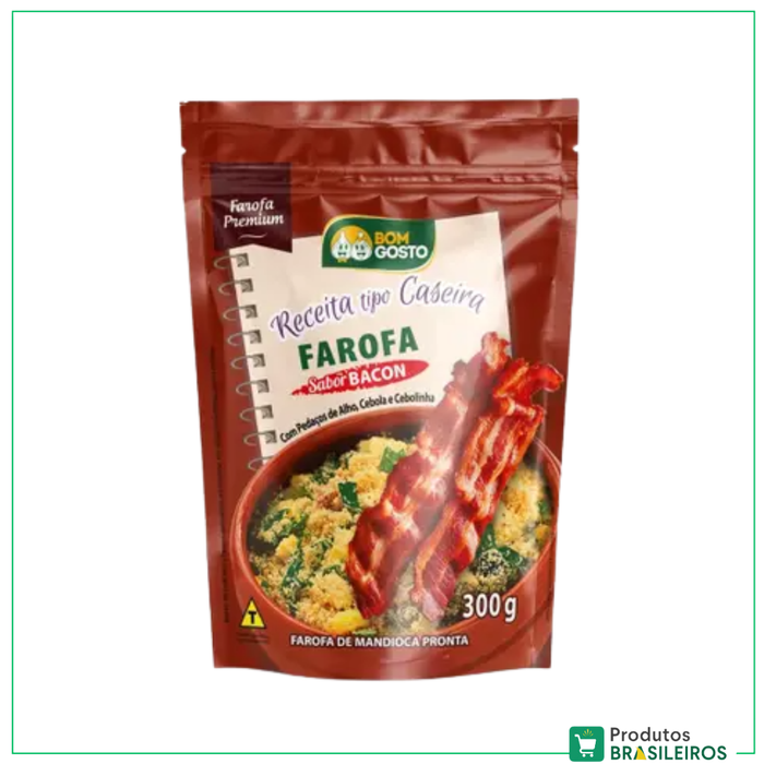 Farofa Premium de Bacon com Alho, Cebola e Cebolinha / Bacon Farofa With Garlic, Onion, and Chives - 300g - Produtos Brasileiros