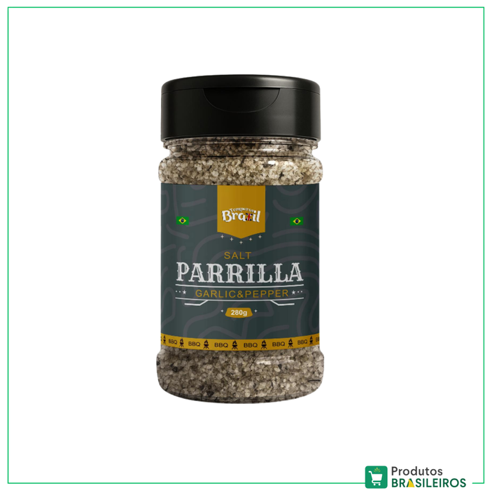 Sal de Parrilla Alho e Pimenta / Garlic and Pepper Parrilla Salt TEMPERO BRAZIL - 280g - Produtos Brasileiros
