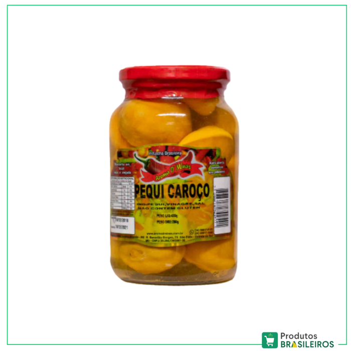 Pequi Inteiro C/ Caroço em Conserva / Whole Pequi AROMA D'MINAS - 430g - Produtos Brasileiros