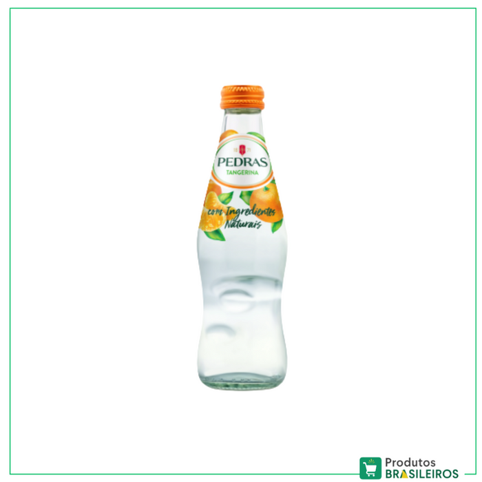 Água com Gás Sabor Tangerina / Tangerine Flavoured Sparkling Water PEDRAS - 250ml - Produtos Brasileiros