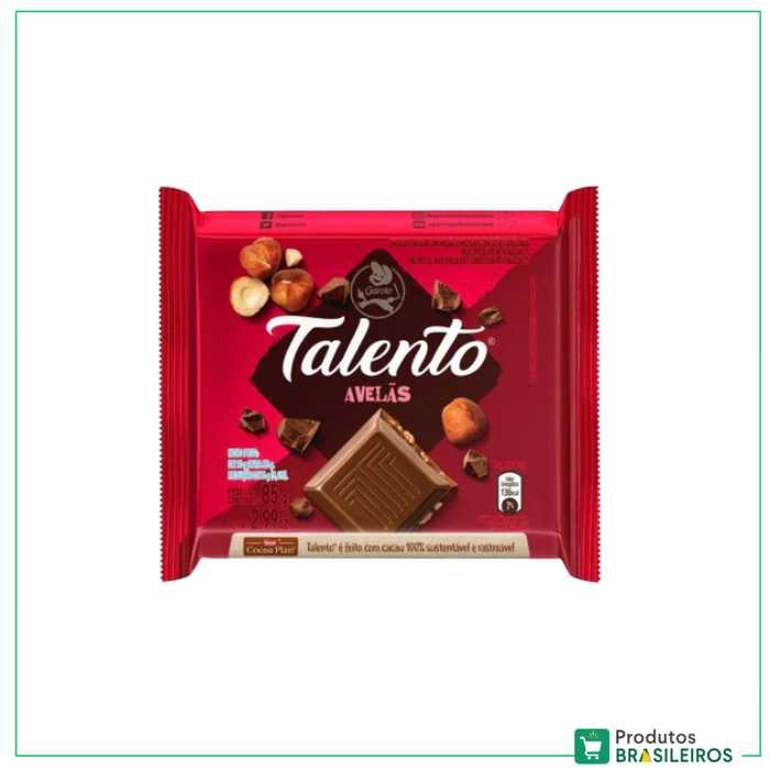 Chocolate com Avelã / Chocolate with Hazenults TALENTO - 85g - Produtos Brasileiros
