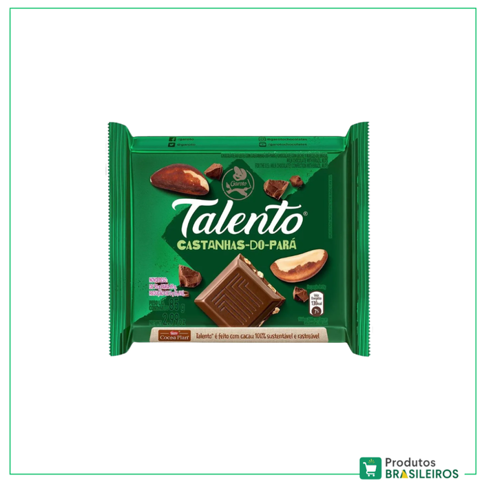 Chocolate com Castanhas-do-Pará / Brazil Nuts Chocolate TALENTO - 85g - Produtos Brasileiros
