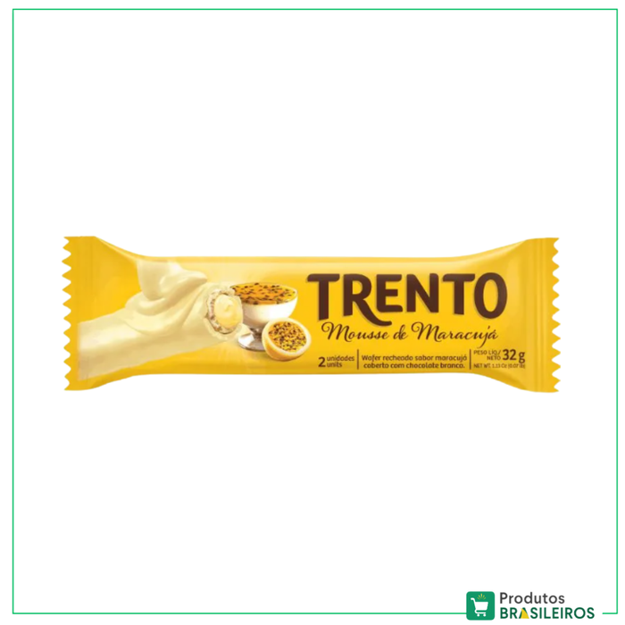 Wafer de Mousse de Maracujá / Passion Fruit Mousse Wafer Rolls TRENTO - 29g - Produtos Brasileiros