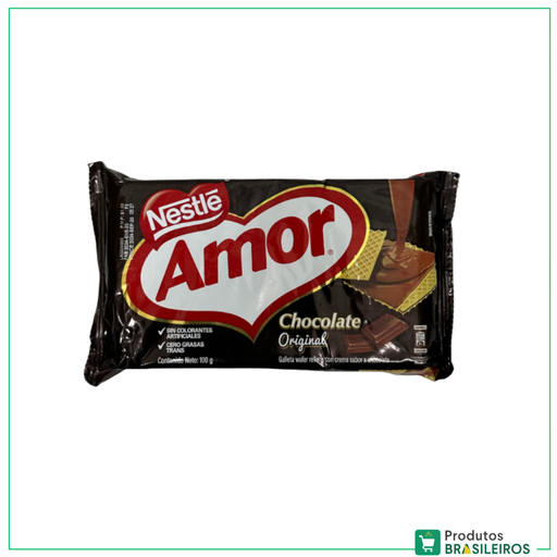 Biscoito Wafer de Chocolate AMOR / Chocolate Wafer AMOR - NESTLÉ - 100g - Produtos Brasileiros