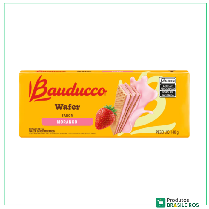Biscoito Wafer de Morango / Strawberry Wafer BAUDUCCO - 140g - Produtos Brasileiros