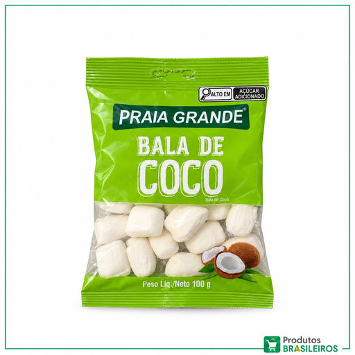 Bala de Coco / Coconut Candy PRAIA GRANDE - 100g - Produtos Brasileiros