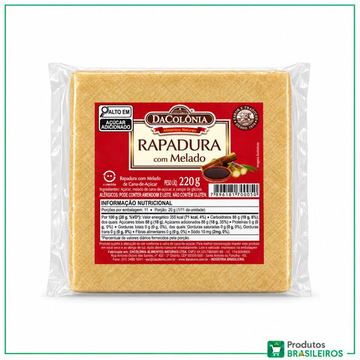 Rapadura com Melado / Brown Sugar Sweet with Molasses DA COLÔNIA - 220g - Produtos Brasileiros