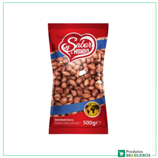 Amendoim Cru com Pele / Raw Peanut with Skin SABOR A MUNDO - 500g - Produtos Brasileiros