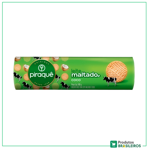 Biscoito Maltado com Coco PIRAQUÊ - 160g - Produtos Brasileiros
