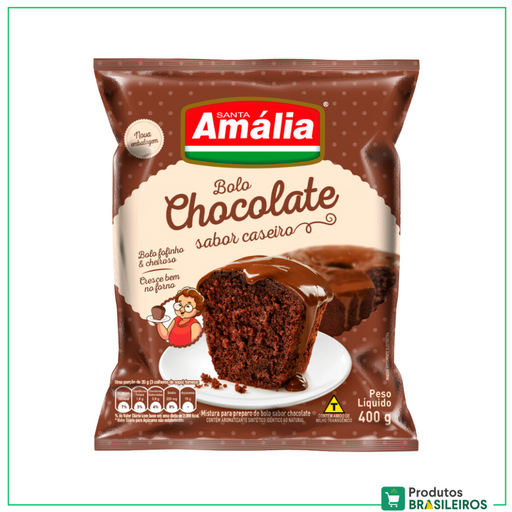 Mistura para Bolo Sabor Chocolate SANTA AMÁLIA - 400g - Produtos Brasileiros