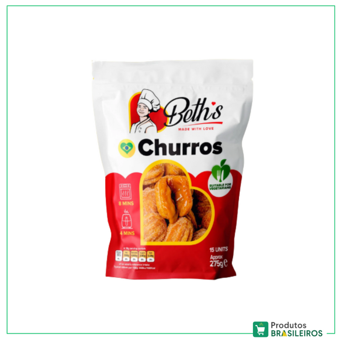 Churros Frito e Congelado / Fried and Frozen Churros BETH'S - 15un - Produtos Brasileiros