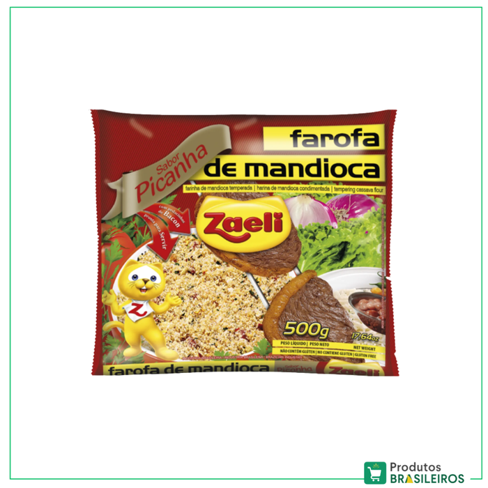 Farofa de Mandioca Sabor Picanha / Picanha Flavoured Cassava Farofa ZAELI - 500g - Produtos Brasileiros