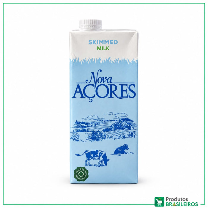 Leite Desnatado (Magro) / Skimmed Milk NOVA AÇORES - 1L - Produtos Brasileiros