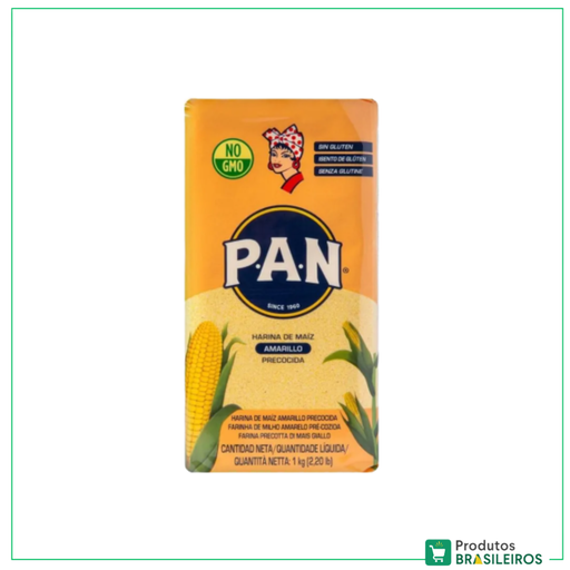 Harina De Maiz Amarillo / Farinha de Milho Amarela / Yellow Corn Flour PAN - 1Kg - Produtos Brasileiros