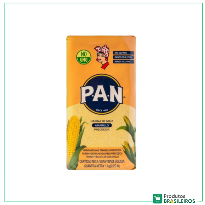 Harina De Maiz Amarillo / Farinha de Milho Amarela / Yellow Corn Flour PAN - 1Kg - Produtos Brasileiros