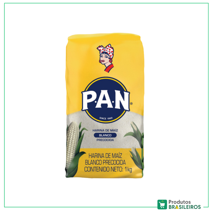 Harina De Maiz Blanco / Farinha de Milho Branca / White Corn Flour PAN - 1Kg - Produtos Brasileiros