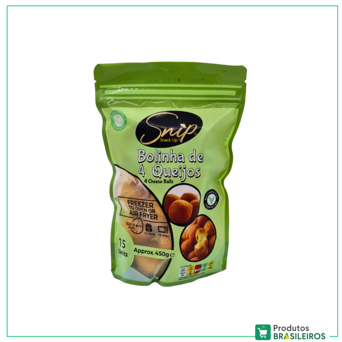 Bolinha de 4 Queijo Congelada / Frozen 4 Cheese Croquette SNIP SNACK - 15un - Produtos Brasileiros