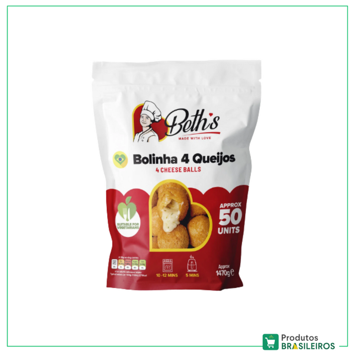 Bolinha de 4 Queijos Congelada / Frozen 4 Cheese Croquette BETH'S - 50un - Produtos Brasileiros