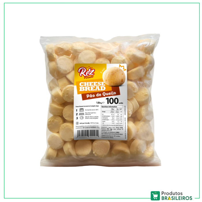 Pão de Queijo Congelado / Frozen Cheese Bread REZ FOODS - 100un - Produtos Brasileiros