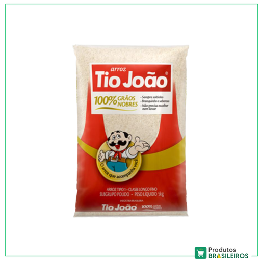 Arroz Branco / White Rice TIO JOÃO - 5Kg - Produtos Brasileiros