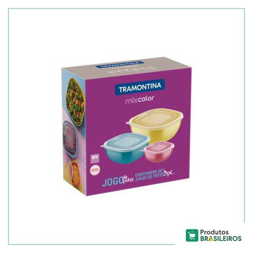 Jogo de Potes TRAMONTINA Mixcolor - 3 peças - Produtos Brasileiros