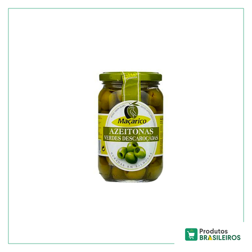 Azeitona Verde em Conserva s/ Caroço MAÇARICO - 345g - Produtos Brasileiros
