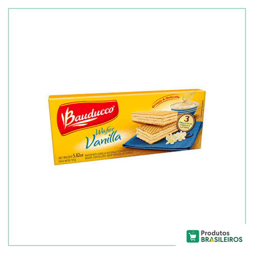 Biscoito Wafer de Baunilha BAUDUCCO - 140g - Produtos Brasileiros