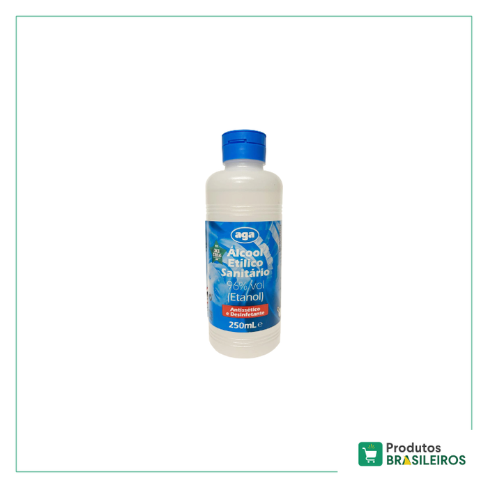 Álcool Etílico Sanitário AGA 96% Vol - 250ml - Produtos Brasileiros