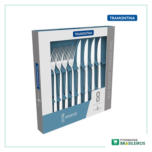 Jogo de Talheres Inox TRAMONTINA - 8pc - Produtos Brasileiros
