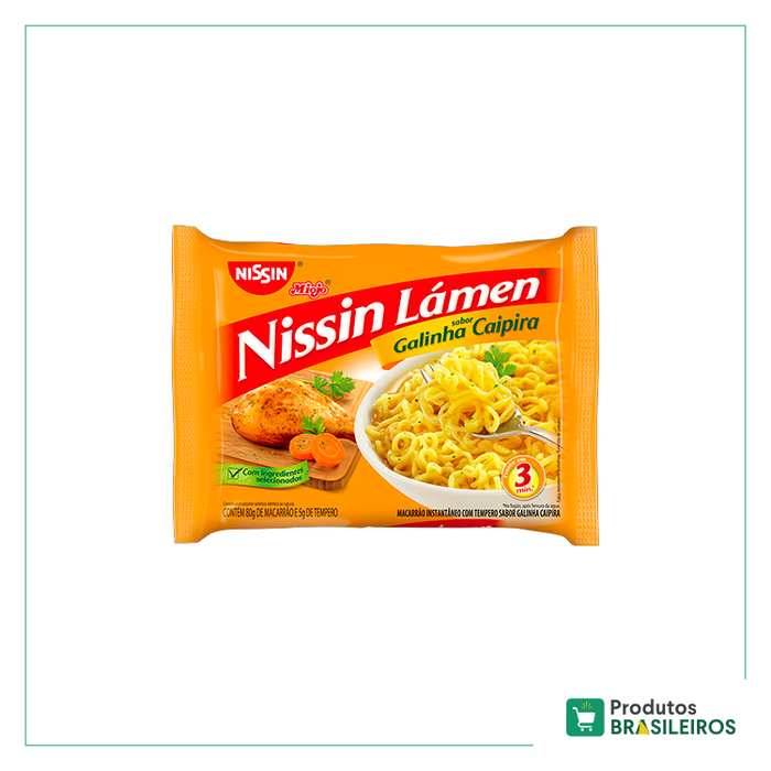 Miojo Sabor Galinha Caipira NISSIN - 90g - Produtos Brasileiros